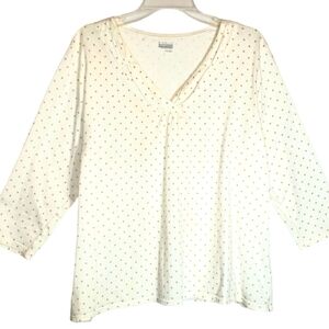 Basic Edition women's XXL tan polka-dot v-neck pullover top. 6015
